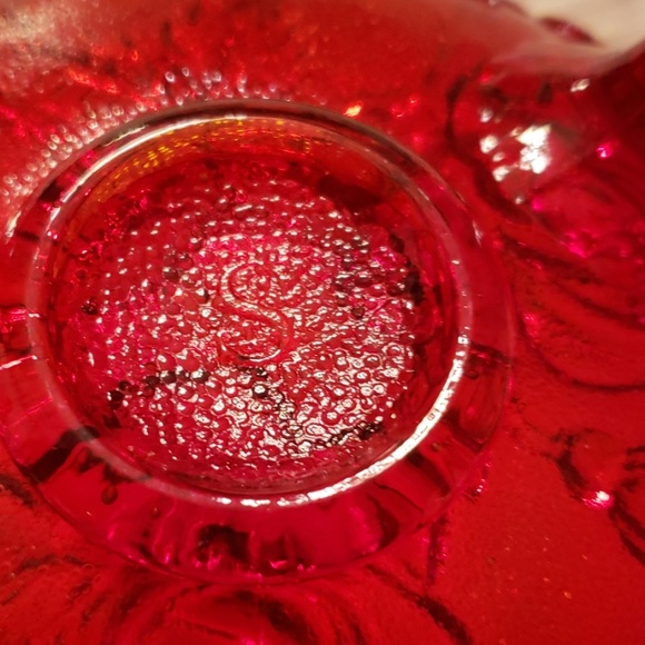 Vintage Red Rose bowl L E Smith co - Picture 6 of 8